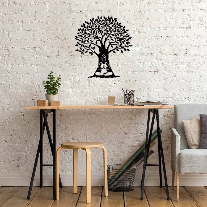 Wallity Yoga 4 Escultura de Pared de Metal Negra